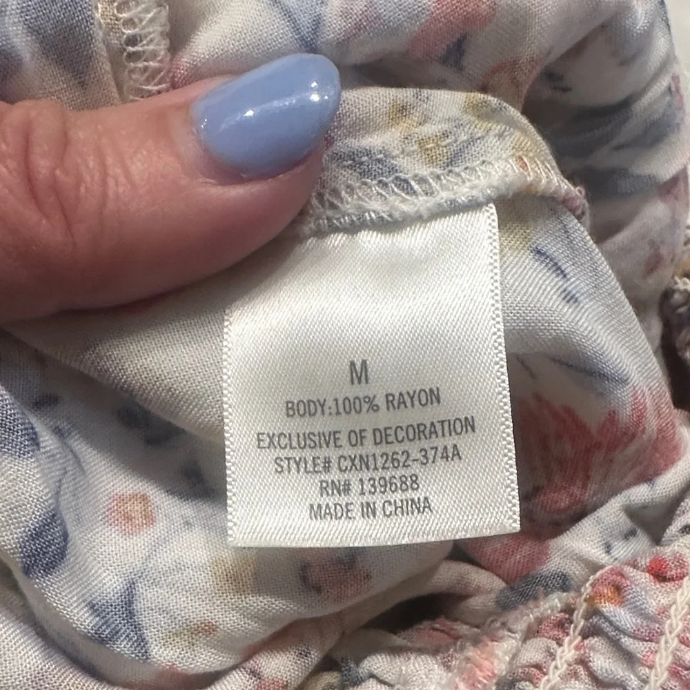 Mi Ami‎ Women's Medium Flocked Multicolor Floral Jumpsuit - Picture 10 of 11